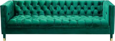 Zdjęcie produktu dla Zielona trzyosobowa sofa Chesterfield tapicerowana tkaniną do salonu 230 cm