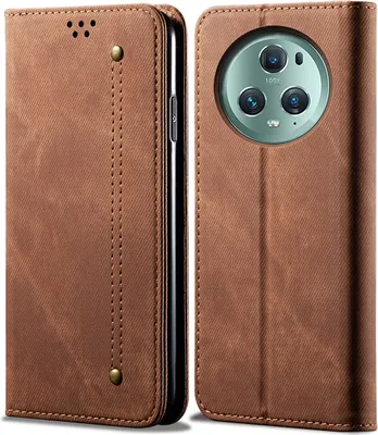 Produktbild von Honor Magic 5 Pro Hülle, Leder Brieftasche Flip Bookstyle Schutzhülle mit Standfunktion für Honor Magic 5 Pro Braun