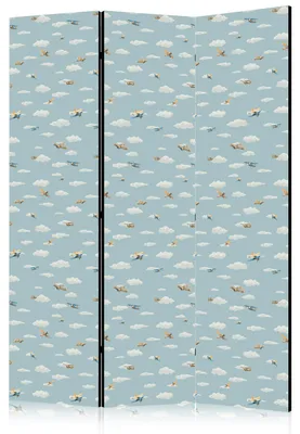 Produktbild von Muralo Beiseitig bedruckter PARAVENT 3-teilig Raumteiler klappbar FLUGZEUGE WOLKEN 135cmx172cm