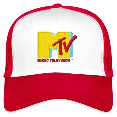 Produktbild von Spreadshirt MTV Logo Als Stick-Design Trucker Cap, One size, Weiß/Rot