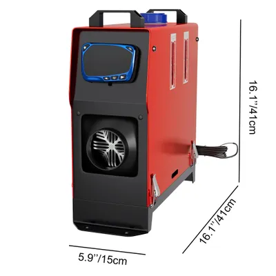 Image de NAIZY 12V Chauffage diesel avec silencieux, télécommande et écran LCD – Appareil de chauffage pour le camping, l'atelier, l'entrepôt, les espaces intérieurs, les bateaux et les machines, rouge – Style A