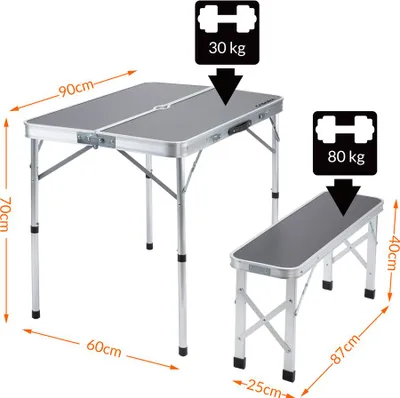 Image de Ensemble table de camping bancs camping Valise de transport table camping pliante banc