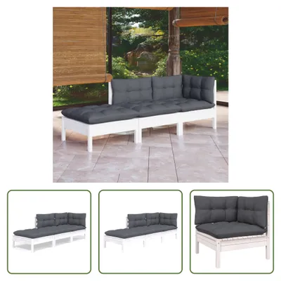 Produktbild von The Living Store 3-tlg. Garten-Lounge-Set mit Kissen Kiefer Massivholz
