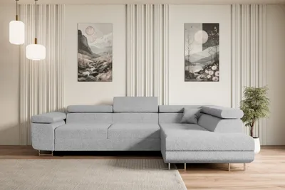Produktbild von ALTDECOR Ecksofa mit Schlaffunktion und Bettkasten GUSA-L - 272x202x107 cm Hellgrau - Corner Sofa Bett Eckcouch Couch L-Form Schlafcouch Ausziehbar Wohnlandschaft Schlafsofa Cauchsofa