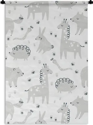 Produktbild von MuchoWow® Wandteppich Wandbehang Muster - Tiere - Lila 60x90 cm Tapisserie Dekoration Wandtuch - Foto-Teppich - Abwaschbar