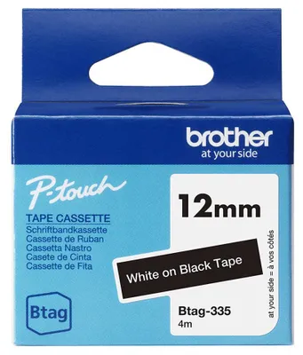 Obrázok produktu pre Brother BTAG-335, Biela na čiernej, Filipíny, 5 rok / roky, Brother, P-touch PT-N10, PT-N20, PT-N25BT, 1,2 cm