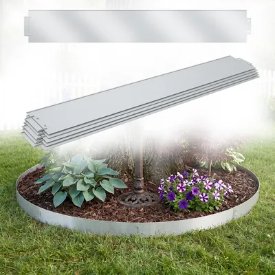 Produktbild von YZNAHRE 10m Metall Rasenkante Flexibel Verzinkt Beetumrandung 10 Stück 100x15cm (L x H) Beeteinfassung Mähkante Palisade für Gartenpflanzen, Silber