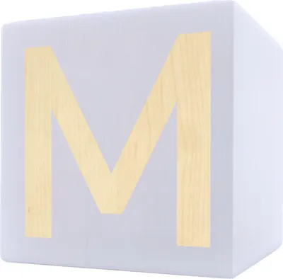 Produktbild von Holzbuchstabe Würfel, 5 x 5 cm, weiß, Buchstabe M
