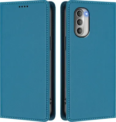 Image de Étui en cuir pour Motorola Moto G51 5G, étui à rabat magnétique en cuirPolyuréthaneavec support, bleu lac