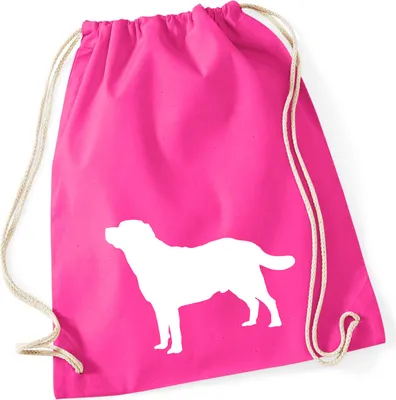 Produktbild von Huuraa Turnbeutel Labrador Retriever Silhouette 12 Liter Fuchsia Baumwolle Rucksack Geschenkidee
