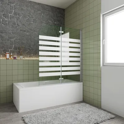 Produktbild von AICA 120cmx140cm Linksmontage Badewannenaufsatz 6mm NANO ESG-glas 2-teilig Faltwand Badewannenfaltwand Duschabtrennung Duschwand