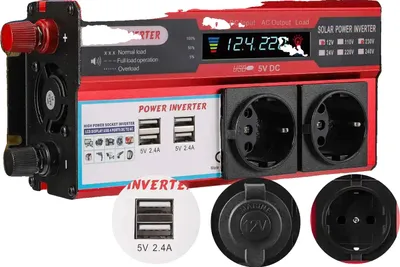 Zdjęcie produktu dla Inwerter, przekształca prąd stały w prąd zmienny, wiele portów USB, 4000W