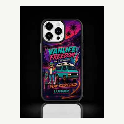 Productafbeelding van iPhone 16 Pro hoesje, telefoonhoesje, beschermhoesje, case met Vanlife-motief – LUNØIR ©