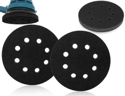 Image de Disques abrasifs de 125 mm avec support souple, 2 pièces, 8 trous, et protections