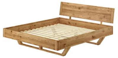 Produktbild von Schwebe-Doppelbett Holzbett 180x200 Eiche massiv geölt mit Zubehör V-60.89-18Rollrost inkl.