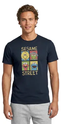 Produktbild von Spreadshirt Sesamstraße Bibo, Oscar, Elmo, Krümelmonster Männer T-Shirt, XL, Navy