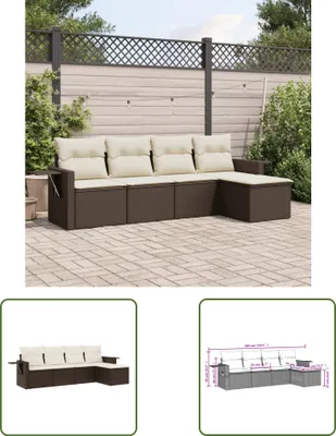 Produktbild von The Living Store 5-tlg. Garten-Sofagarnitur mit Kissen Braun Poly Rattan