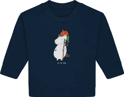 Produktbild von Mr. & Mrs. Panda Organic Baby Pullover Einhorn Junge 12. - 18. Monat - French Navy - Geschenk, Unicorn, Mittelalter, Einhörner, Bube, Bullover