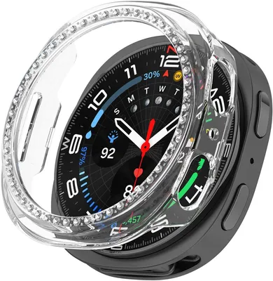 Produktbild von Stravo Luxe Diamond Hülle für Samsung Galaxy Watch 8 – 40 mm – Halb-Schutzhülle – Schutzhülle ohne Displayschutzfolie – Transparent