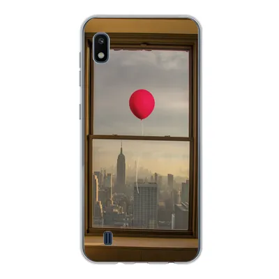 Produktbild von MuchoWow® Handyhülle Schutzhülle Hülle für Samsung Galaxy A10 Roter Ballon fliegt an Fenster in New York vorbei Silikon Softcase Handy Hülle - Schutzhülle