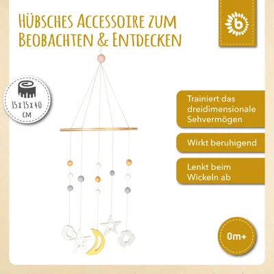 Produktbild von Bieco Baby Mobile Ø ca. 15 cm | Edition Kosmos aus Holz | Mobile Baby Mädchen/ Mobile Baby Junge | Mobile Baby Holz