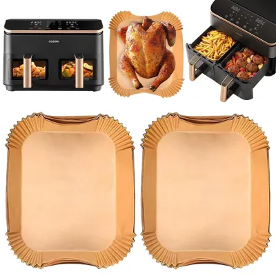 Immagine prodotto di Carta forno per friggitrice ad aria, confezione da 120 pezzi, adatta per friggitrici ad aria da 8,5L/9L, modello CAF-R901-AEU, con 2 compartimenti