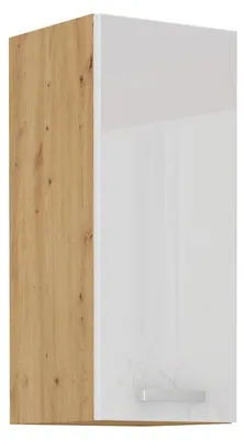 Produktbild von Hängeschrank 30 cm Eiche Artisan + Weiß Hochglanz Küchenzeile Küchenblock Küche