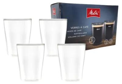 Image de Melitta® Verres à double paroi Lot de 4 verres de 200ml en verre borosilicaté Tasses à café Verres thermos Verres à thé Verres à café Latte Macchiato Cappuccino