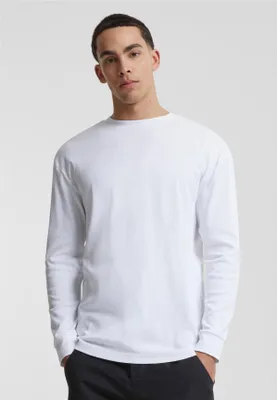 Produktbild von Urban Classics TB6418 | Organic Boxy Rib Longsleeve Langarmshirt Herren - Farbe: White - Größe: XXL