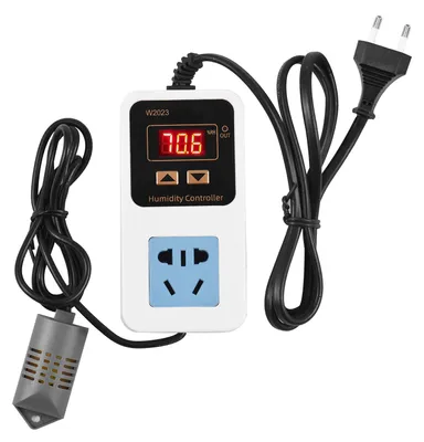 Produktbild von 110–220 V, 10 A, 1500 W, elektronischer Feuchtigkeitsregler, intelligenter digitaler Display-Steuerschalter mit Sensor, Wandmontage, Befeuchtung, Entfeuchtung, Steckdose