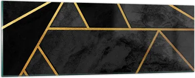 Produktbild von Bilder auf glas - Einteilig - Abstraktion Gold Schwarz - 90x30cm - Glasbilder - Wandbilder - Bilder - zum Aufhängen bereit - Wanddekoration aus Glas - Glas Bilder - Wandbild auf Glas - GAB90x30-4358