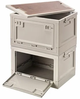 Image de 2 boîtes de rangement pliables 30 L avec couvercle AB-100