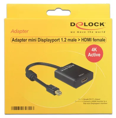 Obrázok produktu pre DeLOCK 62611, 0,2 m, Mini DisplayPort, Typ HDMI (štandard), Samec, Samica, Zlato