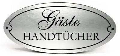 Productafbeelding van Handdoekenhouderschild - Zelfklevend en gegraveerd - Deurplaat voor de badkamer - Ovaal, 15 x 7 cm, zilvergrijs
