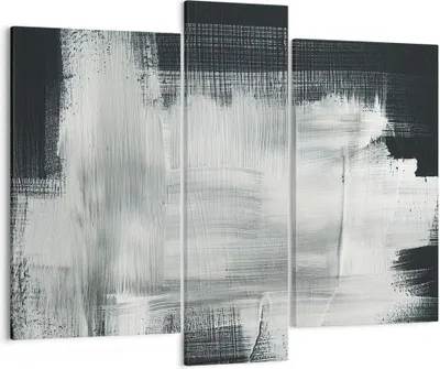 Produktbild von Bild auf Leinwand - Leinwandbild - 3 Teile - Abstraktion Schwarz Weiß - 95x80cm - Wand Bild - Wanddeko - Wandbilder - Leinwanddruck - Bilder - Wanddekoration - Leinwand bilder - CB95x80-4173