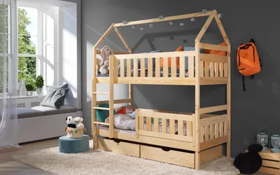 Produktbild von KEF Noah Etagenbett Kinder Holz Kinderbett für Zwei Kinder ohne Matratze Leiter Links Kiefer 200x90 cm