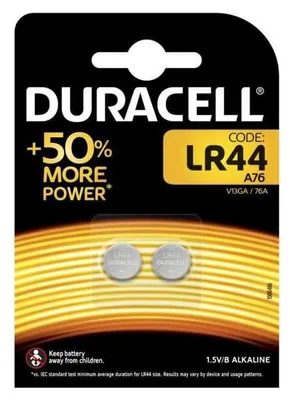 Produktbild von Duracell LR44, Einwegbatterie, LR44, Alkali, 1,5 V, 2 Stück(e), Silber
