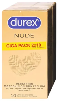 Obrázok produktu pre Durex Nude - extra tenké kondómy (2×10 ks)
