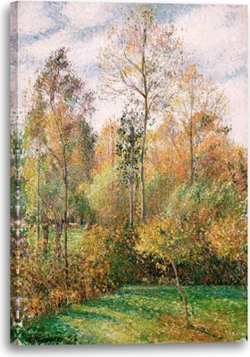 Produktbild von Leinwandbild (70x100cm): Camille Pissarro - Automne, Peupliers, Eragny, echter Holz-Keilrahmen inkl. Aufhänger, handgefertigt in Deutschland