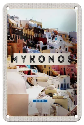 Produktbild von Blechschild Reise 12x18cm Griechenland Mykonos Greece Urlaub Schild