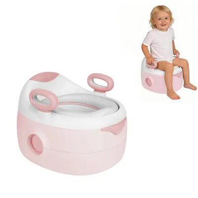 Produktbild von Kinder Töpfchen Kindertoilette Babytopf WC Kinder Toilettensitz Toilettentrainer mit Griffe und Rutschfeste Basis für Kinder ab 1 jahr Rose