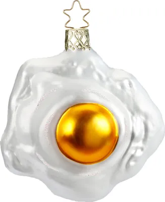 Produktbild von Christbaumschmuck Spiegelei Glas 8cm weiß / gold, 1 Stück