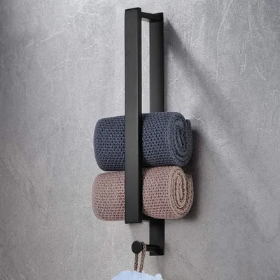 Produktbild von Selbstklebender Handtuchhalter aus Edelstahl, schwarzer Badetuchhalter - Handtuchleiter für Badezimmer und Küche