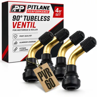 Produktbild von Schrader Winkelventile 90° Tubeless Reifenventil für Motorrad, Roller & Quad Set Ausführung & Größe: PVR60 - 37 mm Stückzahl: 4 Stück
