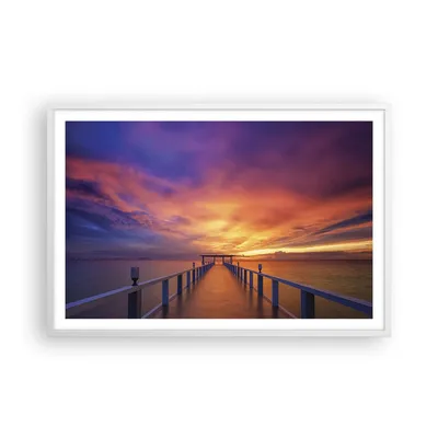 Produktbild von Gerahmtes Poster - Weißer Rahmen - Himmel die Farben Pier - 91,5x61 cm - Wand Bild - Wanddeko - Wandbilder - Kunstposter - Wandposter - Bilderrahmen - Bilder - Kunstdruck - Wandbild - P2WAA91x61-4202