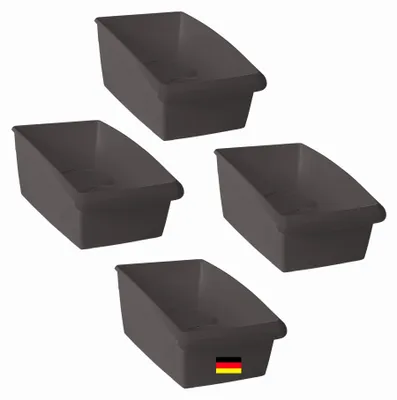 Produktbild von Novaliv 4x Kosmetik Organizer klein Schubladen Organizer Badezimmer - 25 x 12 cm ANTHRAZIT GRAU Make-up Pinselhalter – Aufbewahrung für Schminkpinsel Eyeliner Lippenstift Lipgloss Kosmetikpinsel