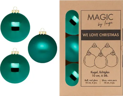 Produktbild von Weihnachtskugeln Glas 10cm 6 Stück - Deep Forest