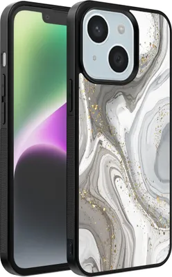 Produktbild von Smartphonica Handytasche passend für iPhone 14 mit Marmordruck - TPU Rückseitenschutzhülle Marmordesign - Silber
