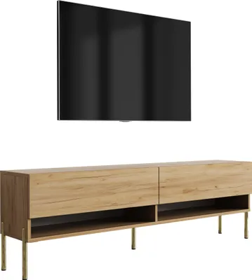Zdjęcie produktu dla Szafka RTV 170 cm dąb craft, proste złote nogi, 170 × 32 × 52 cm