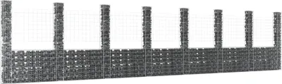 Obrázok produktu pre vidaXL Gabionový kôš U-Form s 8 stĺpikmi Železo 860x20x200 cm